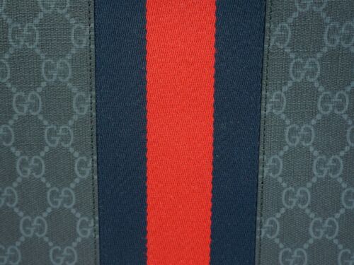 GUCCI GG Supreme Sherry Line GG Web PVC Canvas Leather Black Clutch Bag