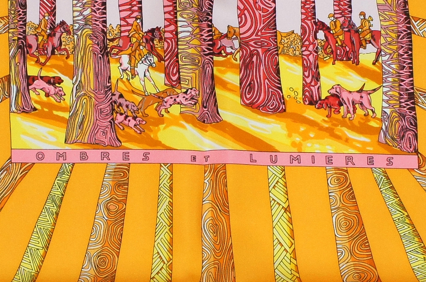 Hermes Carre 90 "Ombres et Lumieres" Silk Scarf in Orange and Multicolor