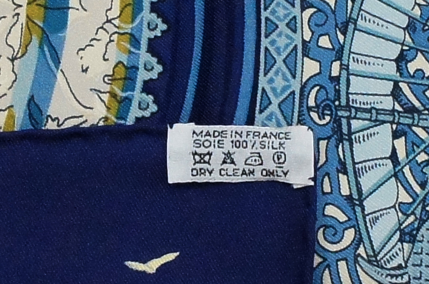 Hermes Carre 90 "L'Atlantide" Silk Scarf in Navy Blue and Multicolor
