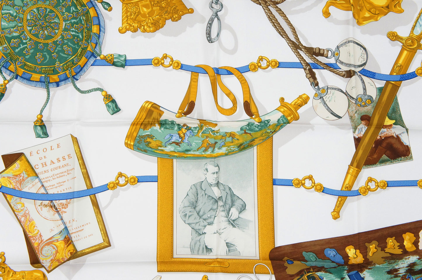 Hermes Carre 90 "Memoire d'Hermes" Silk Scarf in Navy and Multicolor