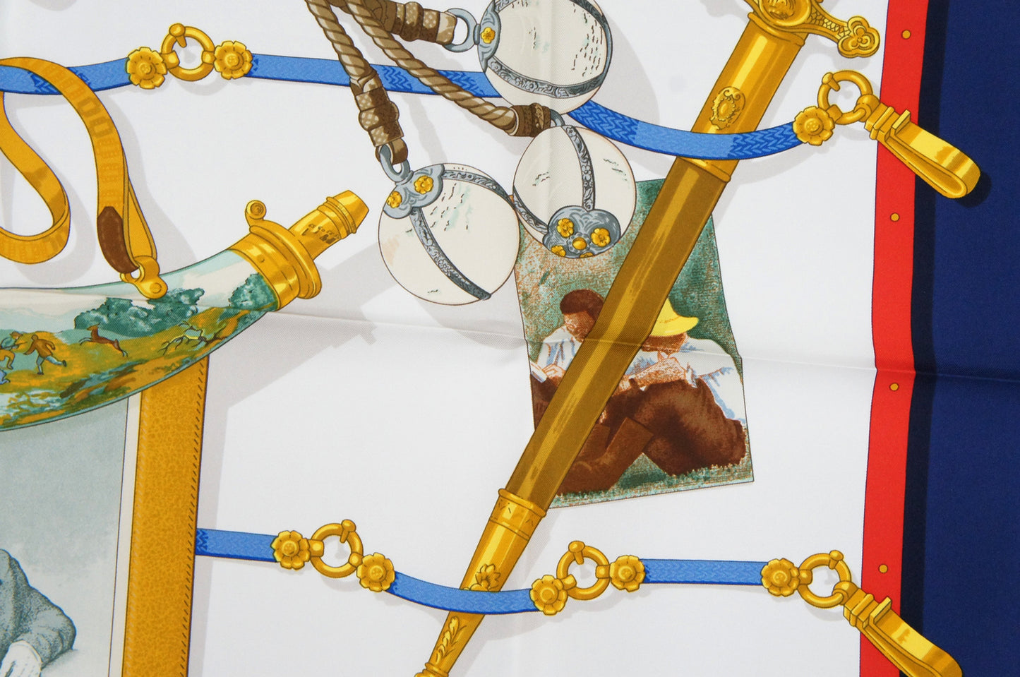 Hermes Carre 90 "Memoire d'Hermes" Silk Scarf in Navy and Multicolor