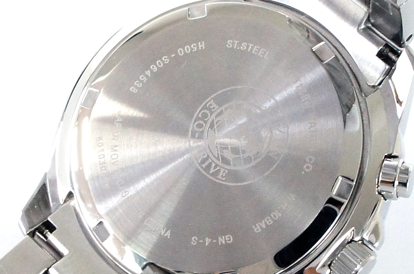 Eco-Drive Chronograph Men’s Watch – Stainless Steel, Black Dial / Free shipping