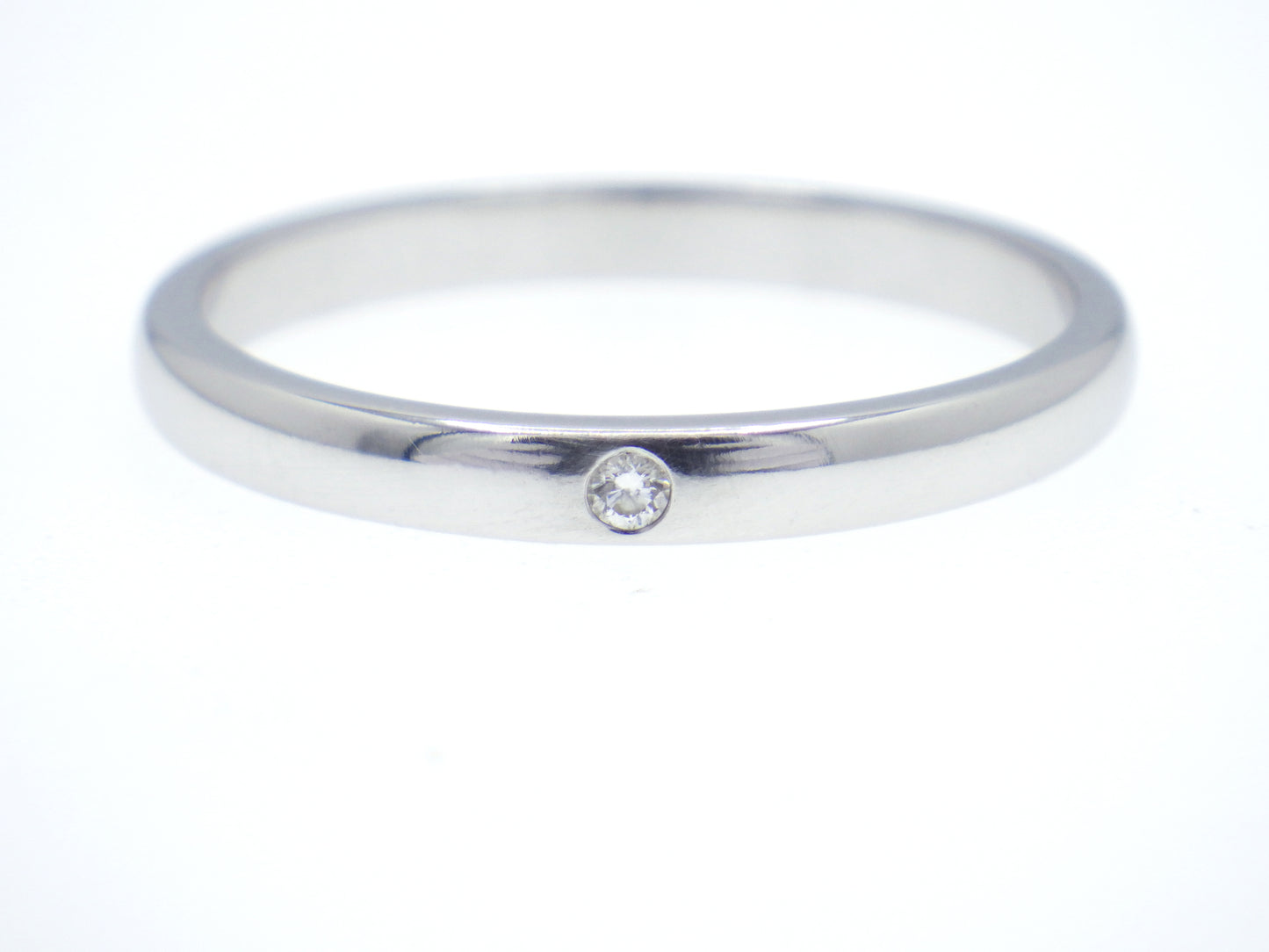 Tiffany & Co. Elsa Peretti Single Diamond Stacking Band Ring in Platinum Pt950 - EU:61 / IT:21 / US:9.5