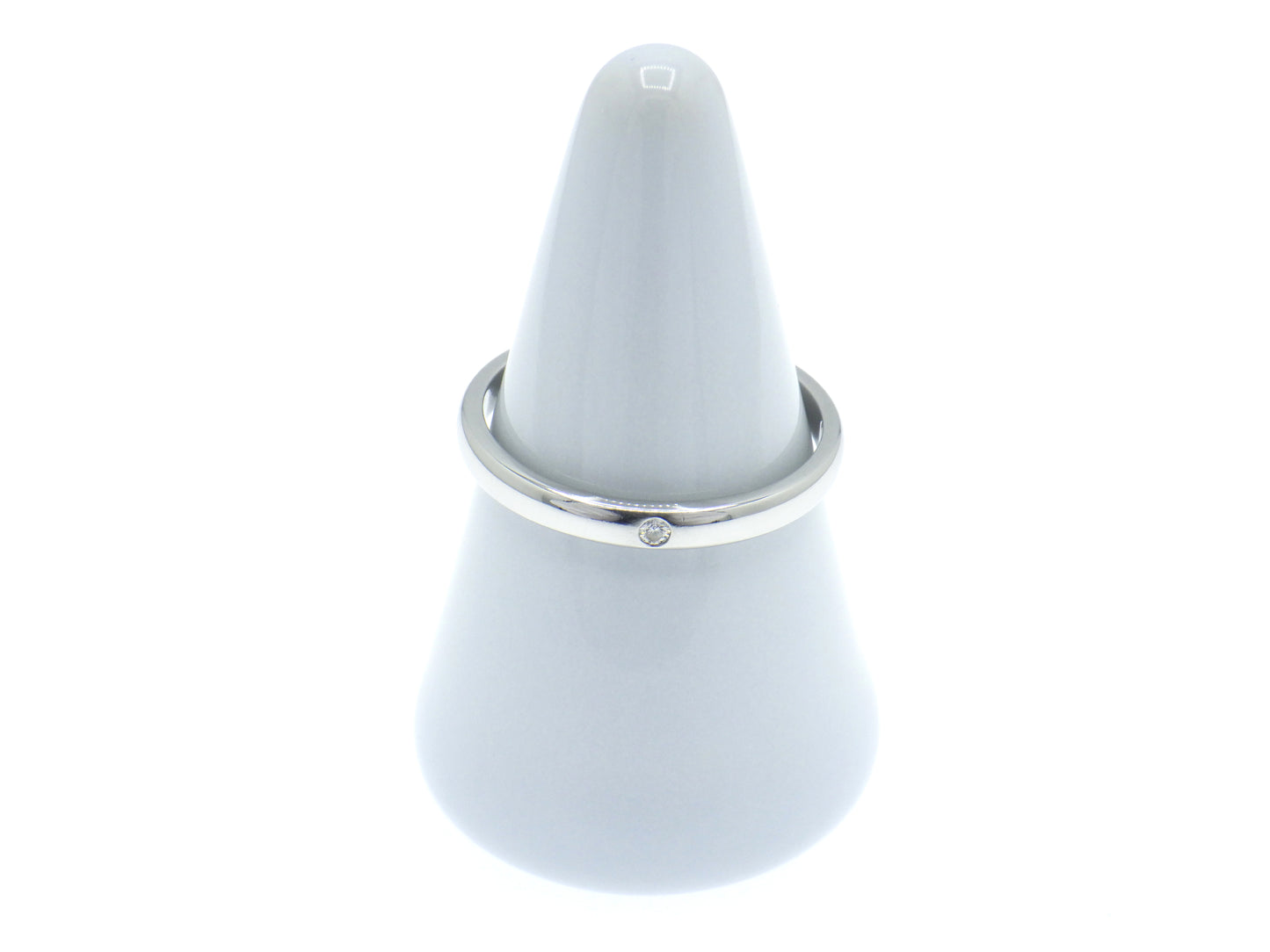 Tiffany & Co. Elsa Peretti Single Diamond Stacking Band Ring in Platinum Pt950 - EU:61 / IT:21 / US:9.5
