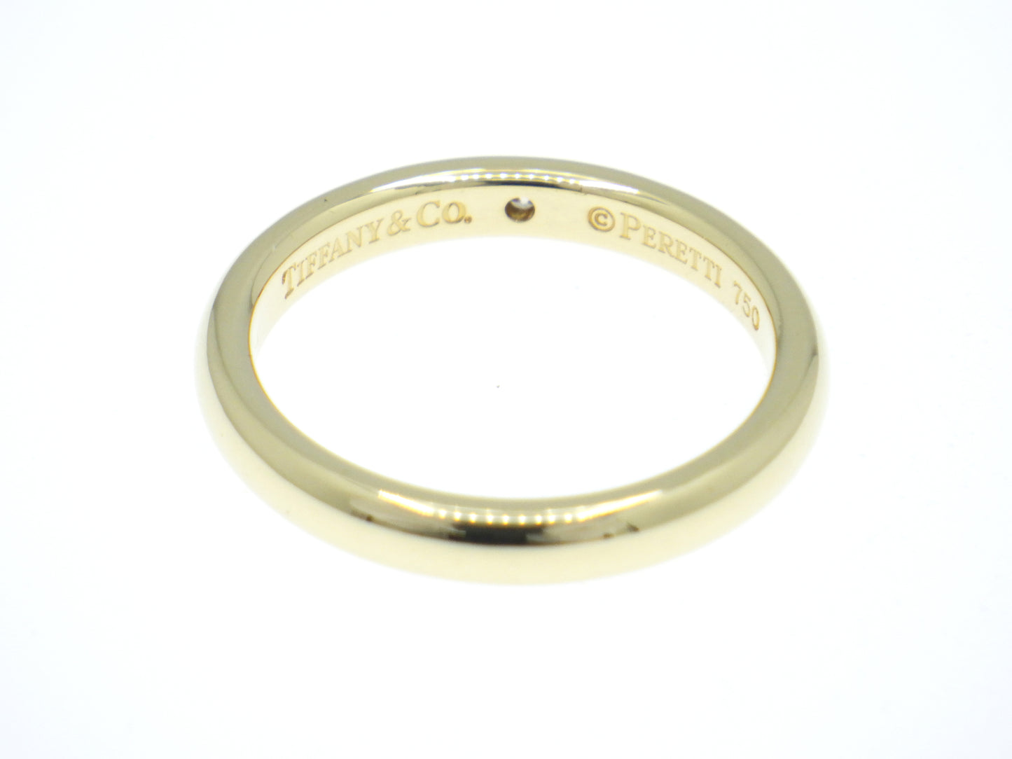Tiffany & Co. Elsa Peretti Single Diamond Stacking Band Ring Yellow Gold 750 18K - EU:49 / IT:9 / US:4.75