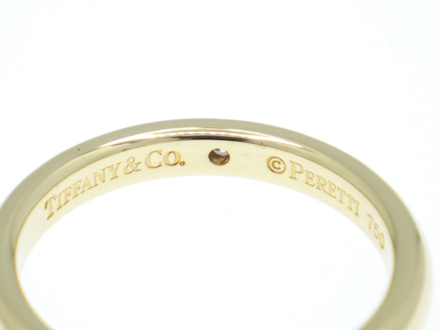 Tiffany & Co. Elsa Peretti Single Diamond Stacking Band Ring Yellow Gold 750 18K - EU:49 / IT:9 / US:4.75