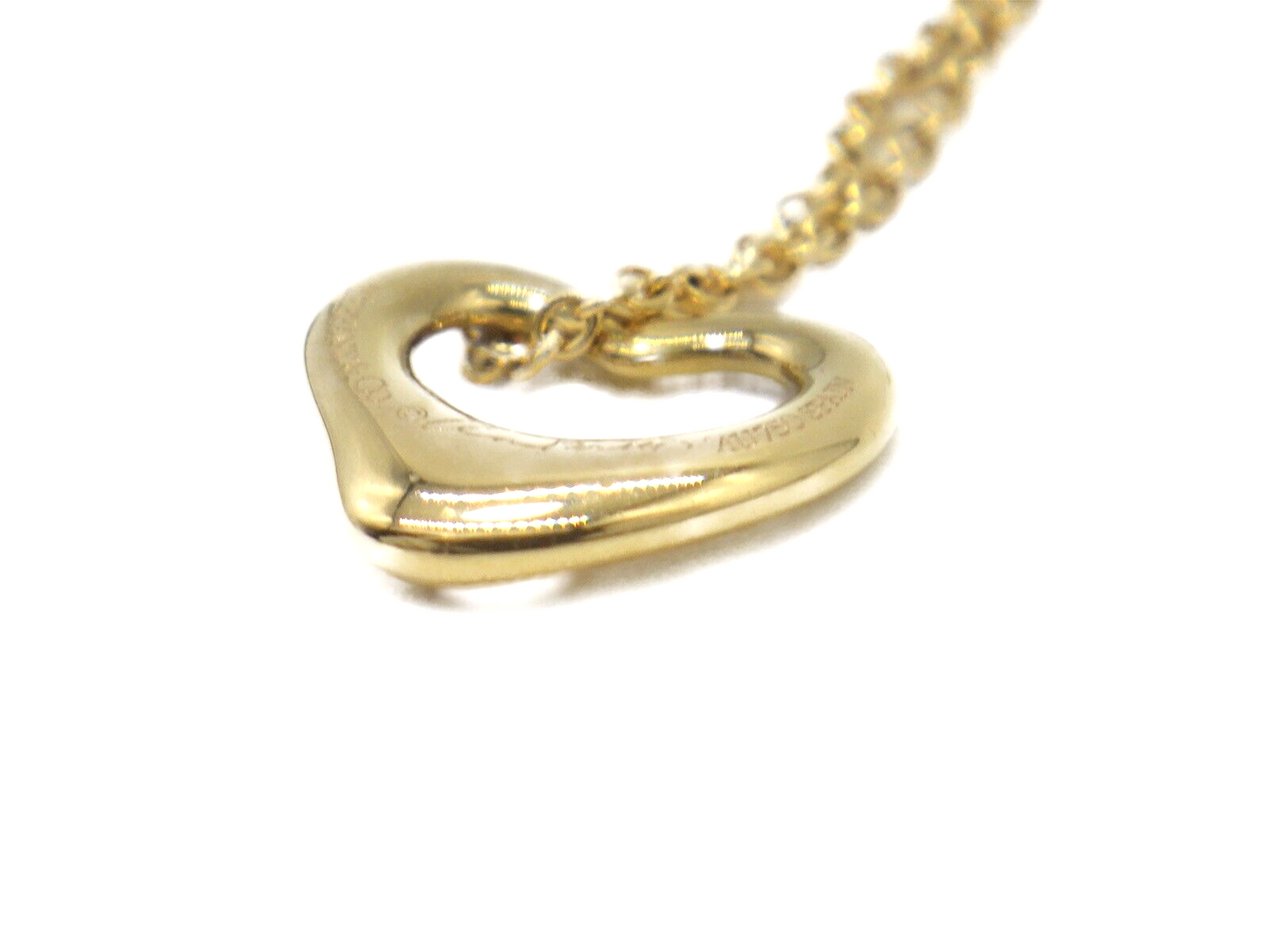 TIFFANY&Co. 18K Gold Elsa Peretti Open Heart Pendant Necklace