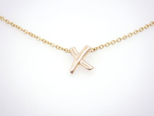 Tiffany & Co. Paloma Picasso Graffiti X Pendant Necklace Rose Gold 750 18K