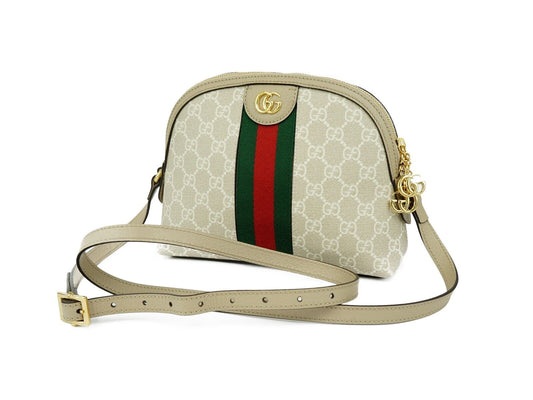 GUCCI Ophidia Sherry Line PVC Canvas Crossbody Leather Ivory Shoulder Bag