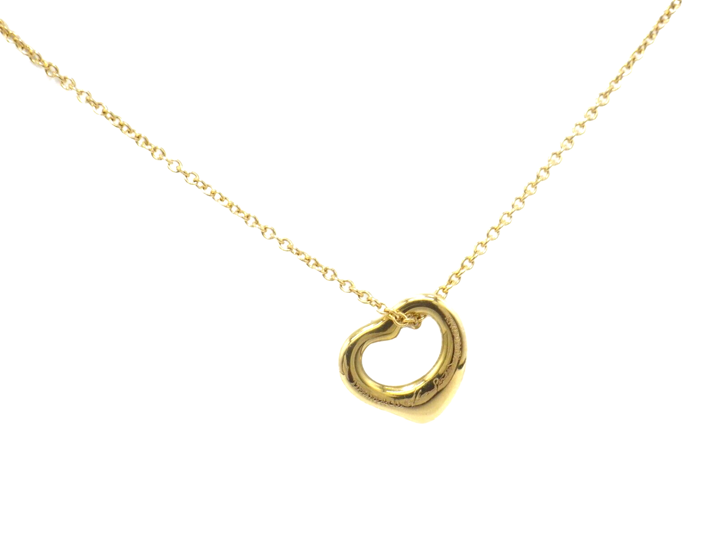 TIFFANY&Co. 18K Gold Elsa Peretti Open Heart Pendant Necklace