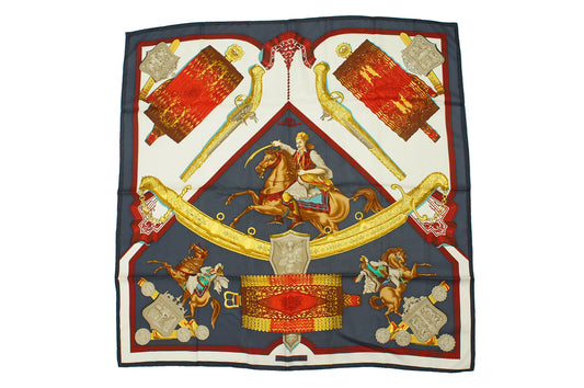 Hermes Carre 90 Historical Equestrian Silk Scarf in Multicolor