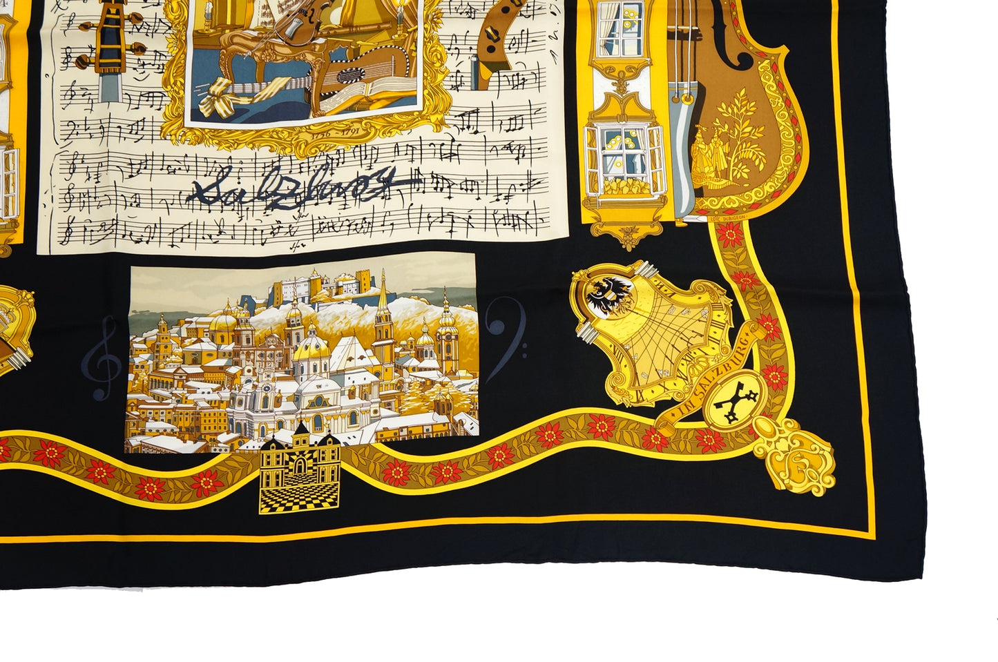 Hermes Carre 90 "In Salzburg" Musical Score Silk Scarf in Black and Multicolor