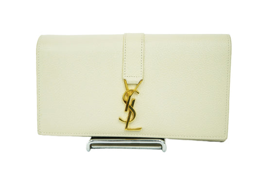 Yves Saint Laurent Cassandra White Leather Long Wallet