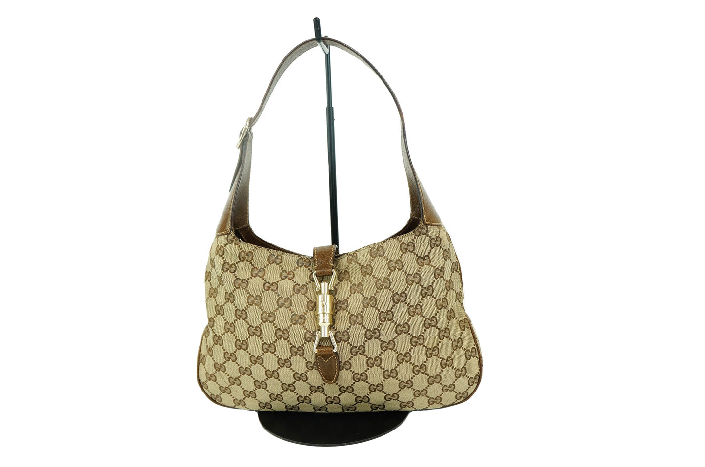 Gucci GG Web Jackie Line Canvas Brown Shoulder Bag