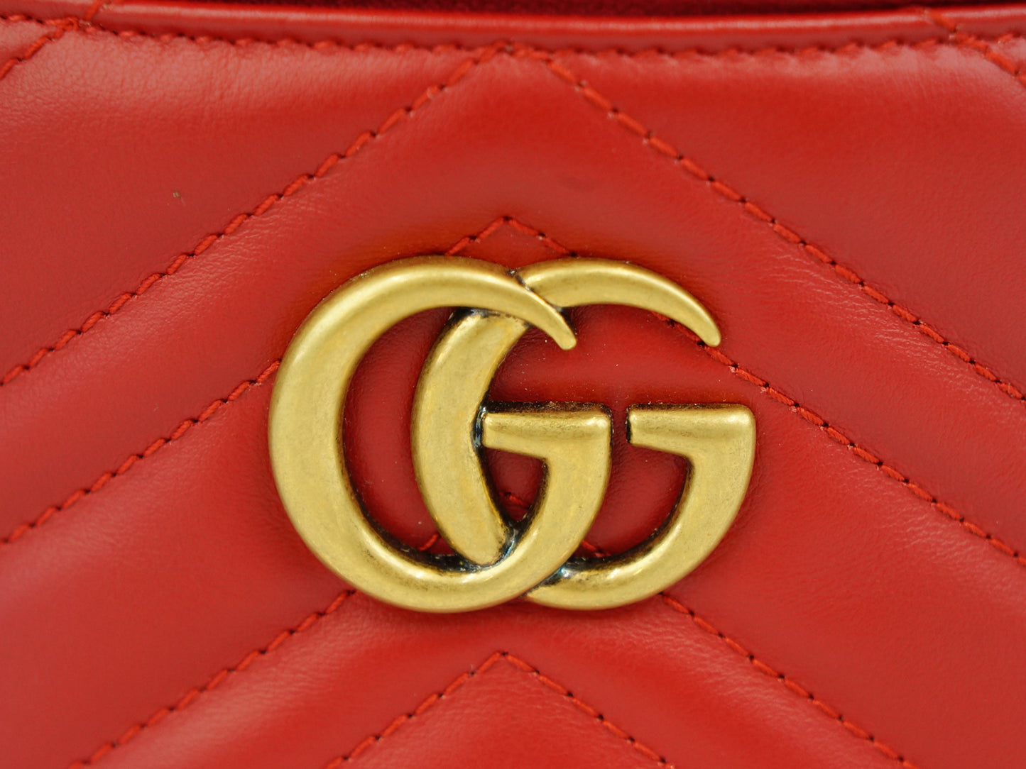 GUCCI Marmont Quilting Leather Red Mini Round Vanity Backpack Bag