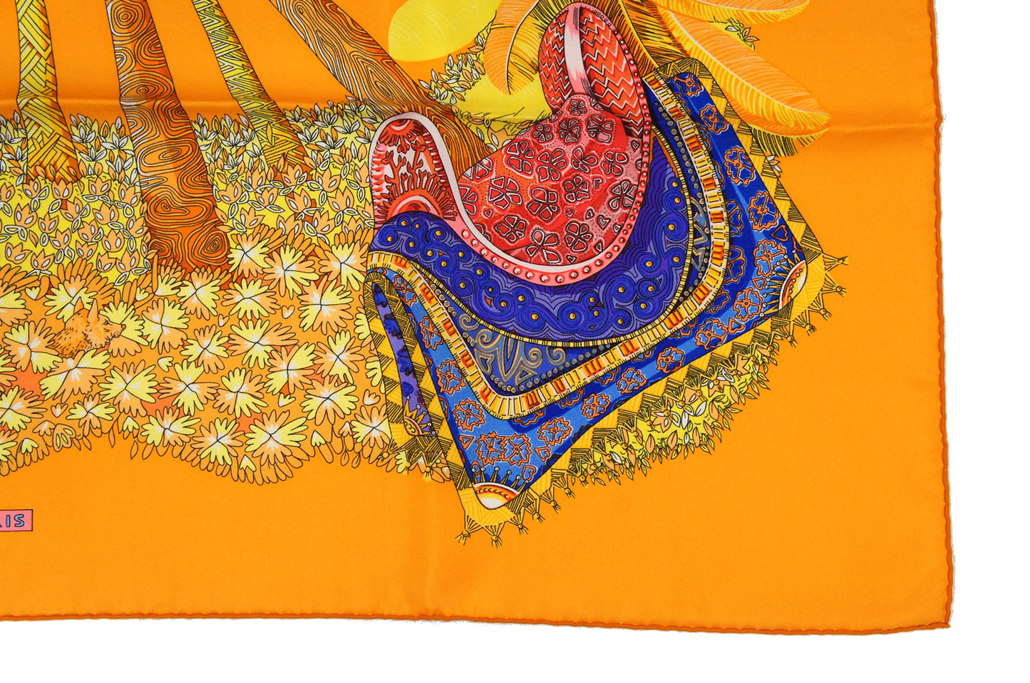 Hermes Carre 90 "Ombres et Lumieres" Silk Scarf in Orange and Multicolor