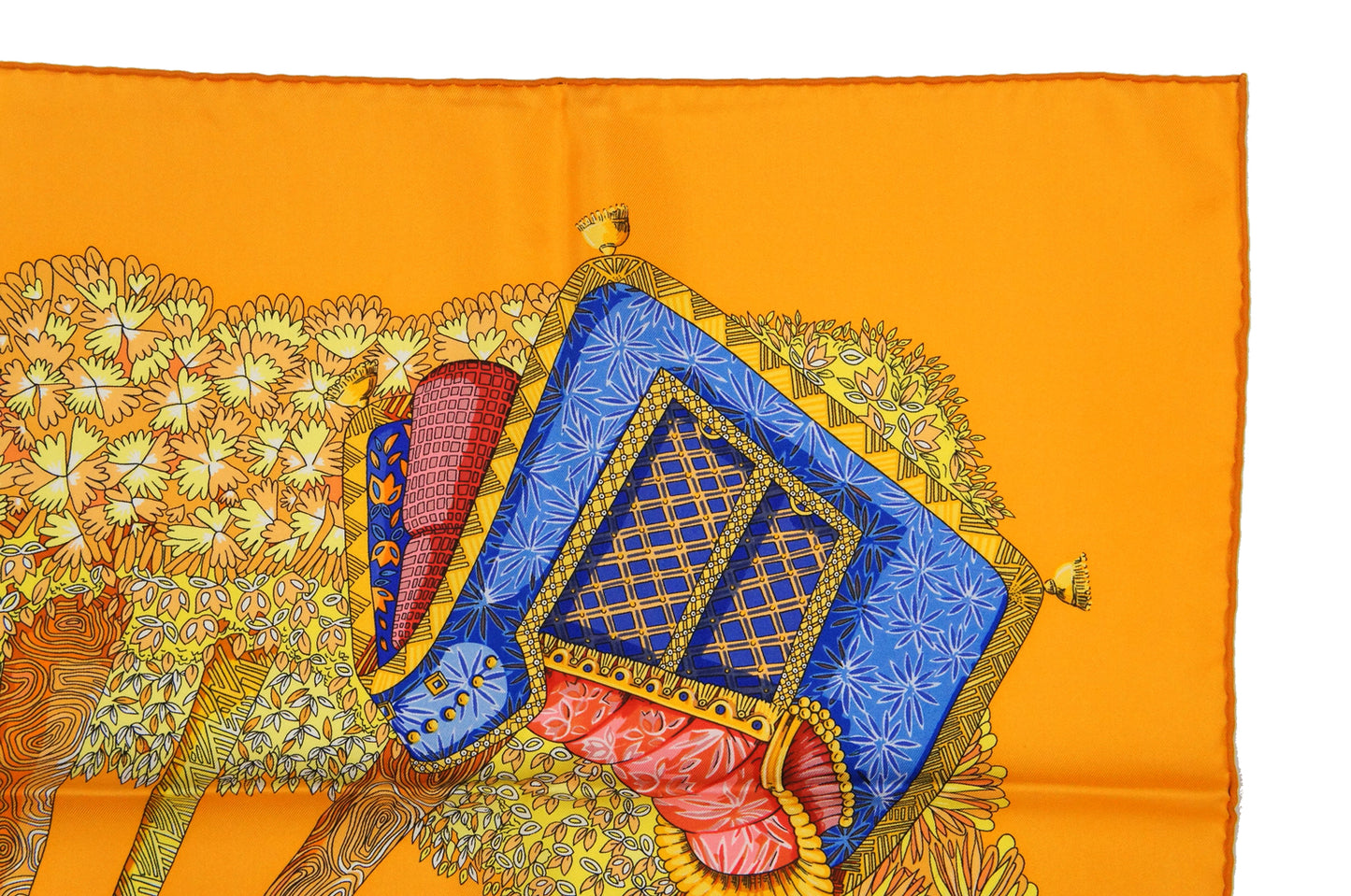Hermes Carre 90 "Ombres et Lumieres" Silk Scarf in Orange and Multicolor