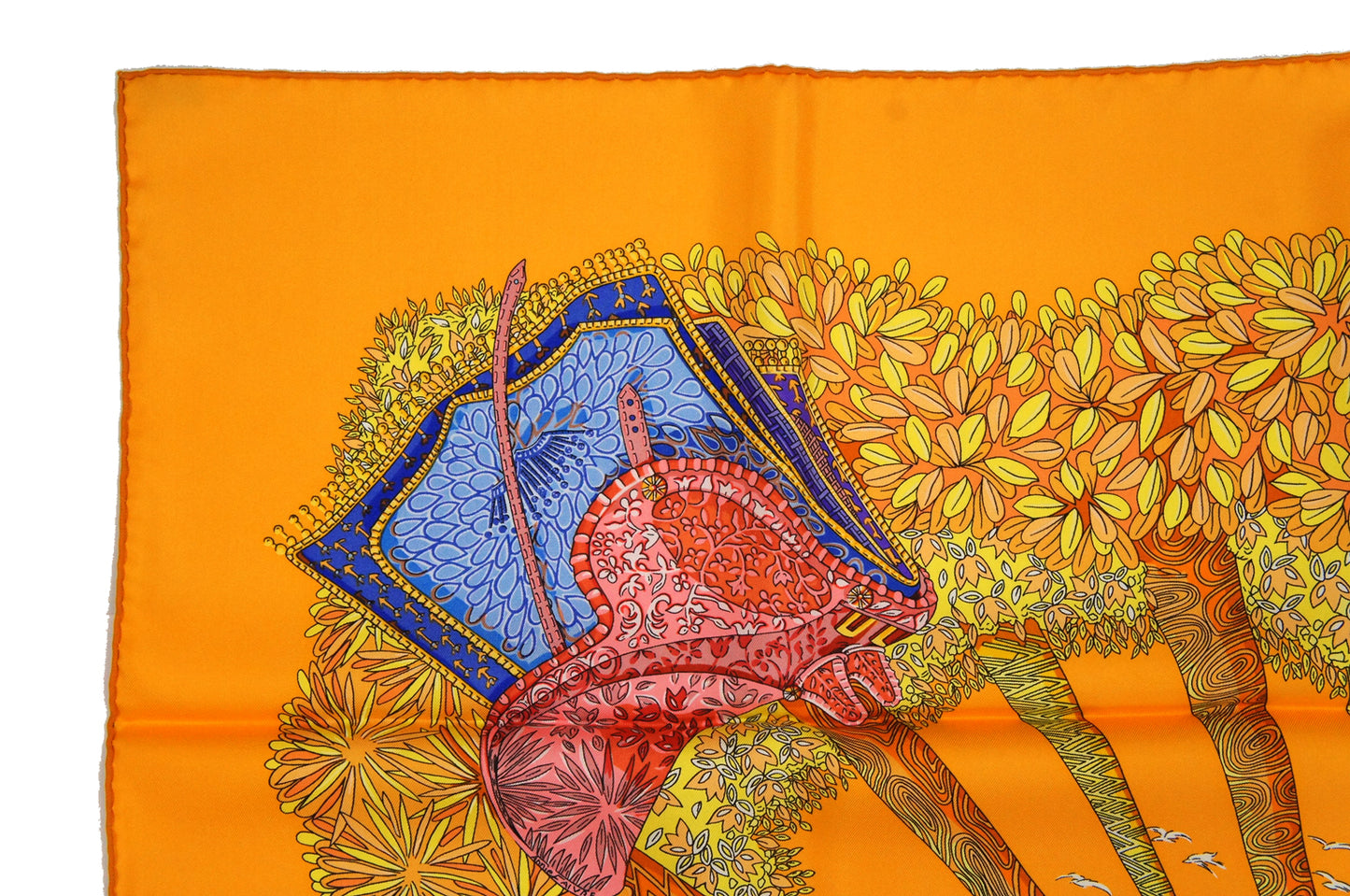 Hermes Carre 90 "Ombres et Lumieres" Silk Scarf in Orange and Multicolor