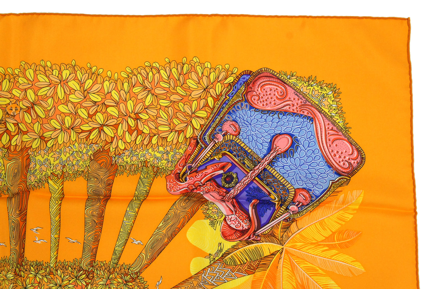 Hermes Carre 90 "Ombres et Lumieres" Silk Scarf in Orange and Multicolor