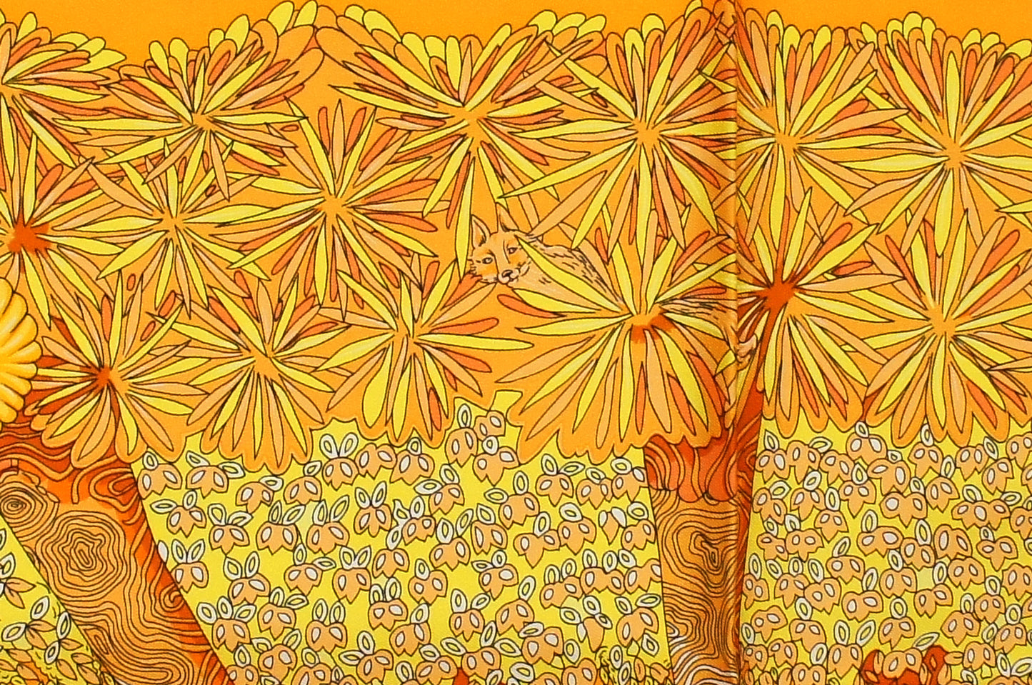 Hermes Carre 90 "Ombres et Lumieres" Silk Scarf in Orange and Multicolor