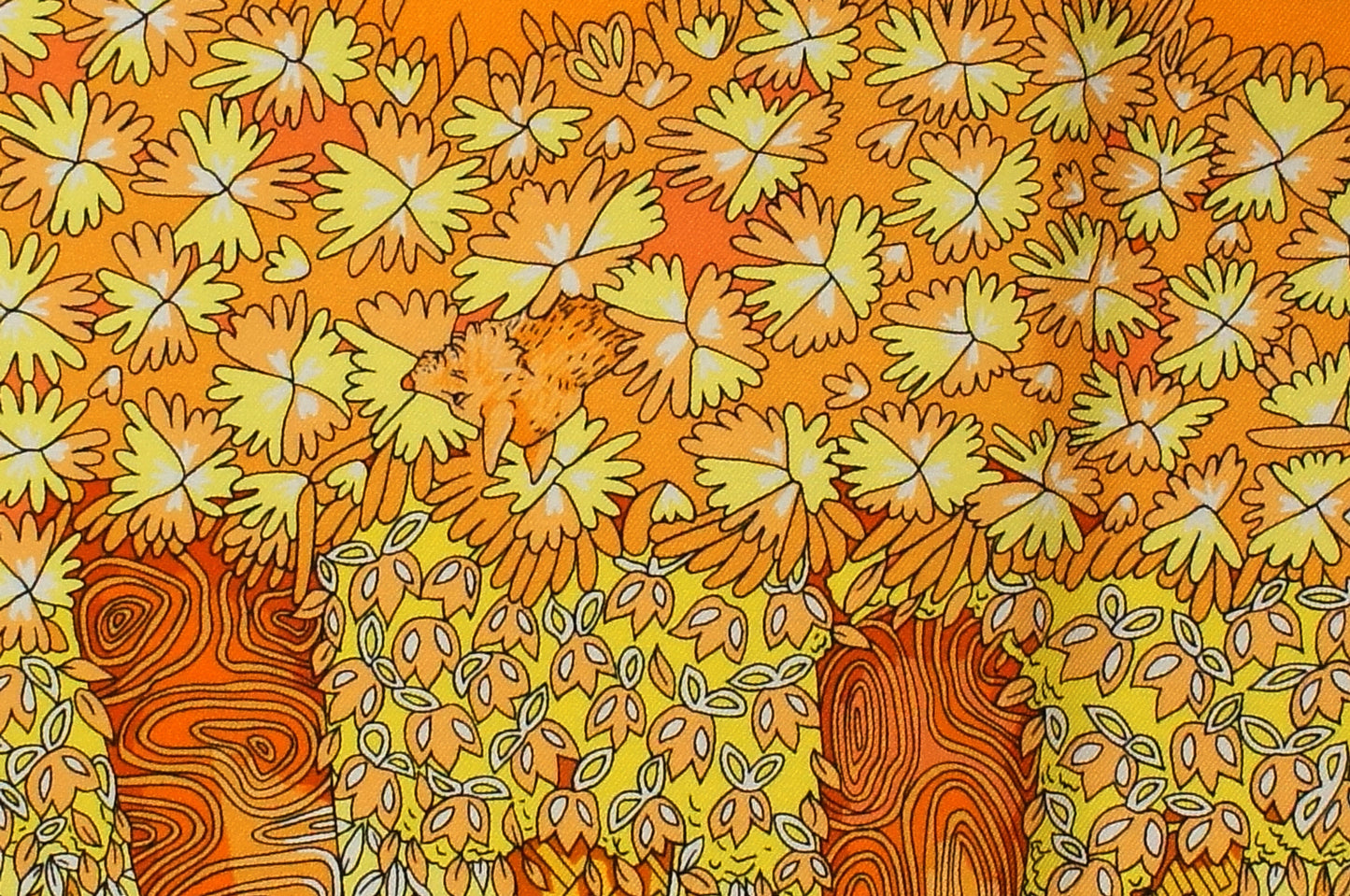 Hermes Carre 90 "Ombres et Lumieres" Silk Scarf in Orange and Multicolor