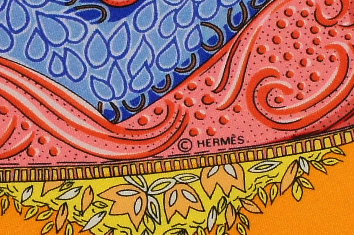 Hermes Carre 90 "Ombres et Lumieres" Silk Scarf in Orange and Multicolor