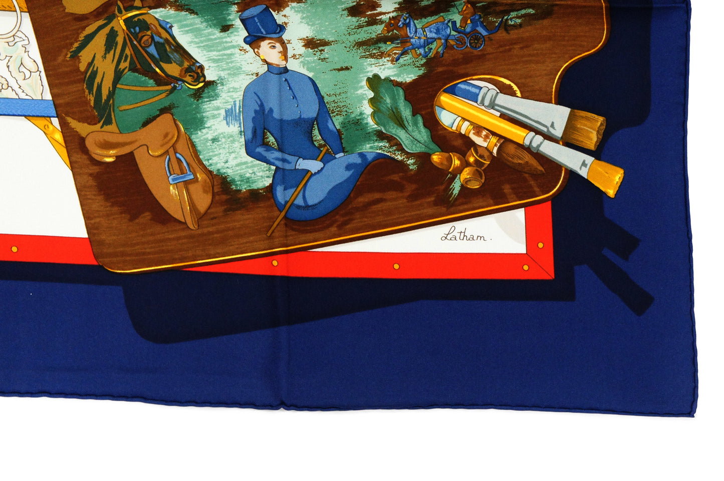 Hermes Carre 90 "Memoire d'Hermes" Silk Scarf in Navy and Multicolor