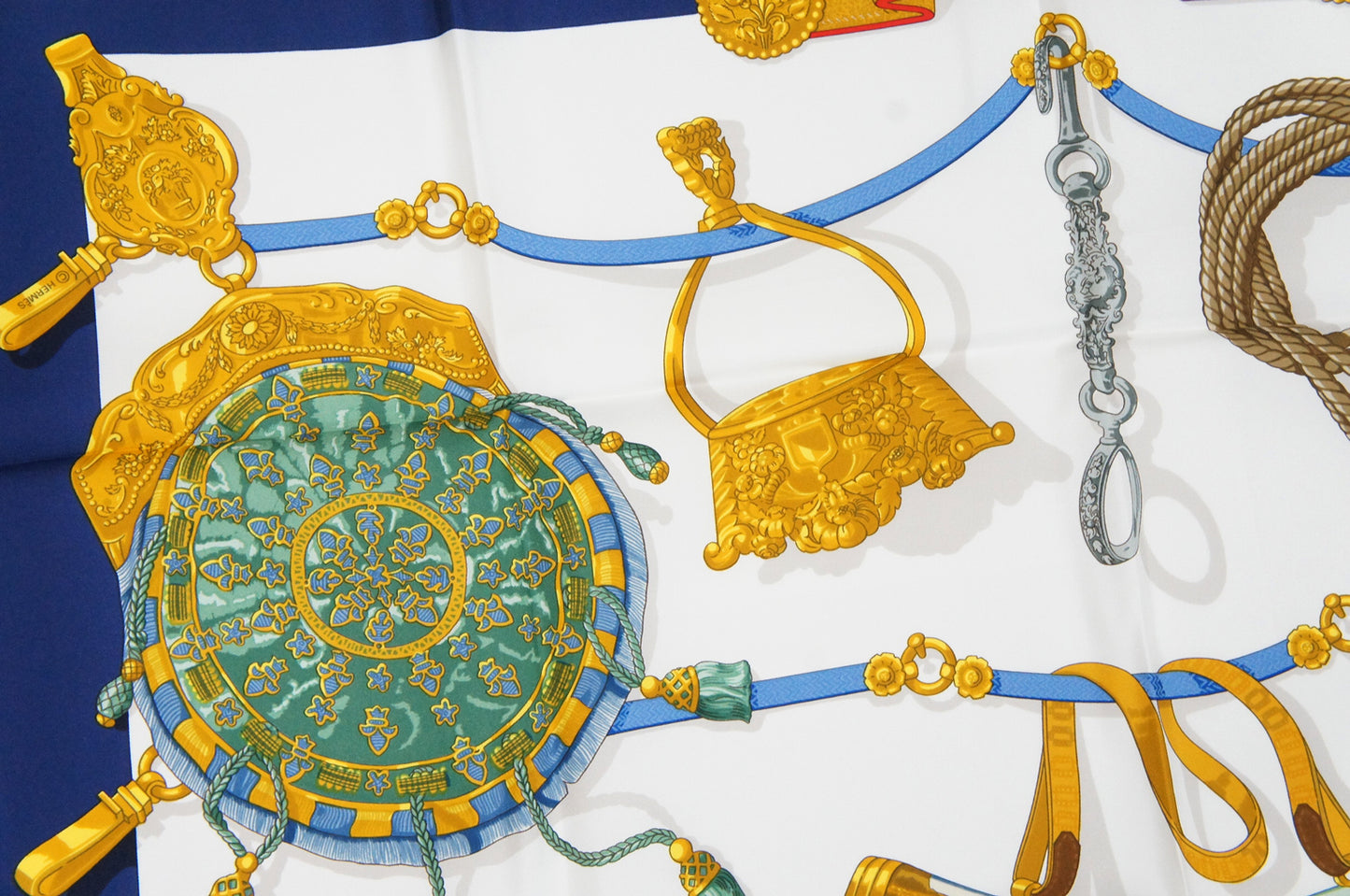 Hermes Carre 90 "Memoire d'Hermes" Silk Scarf in Navy and Multicolor