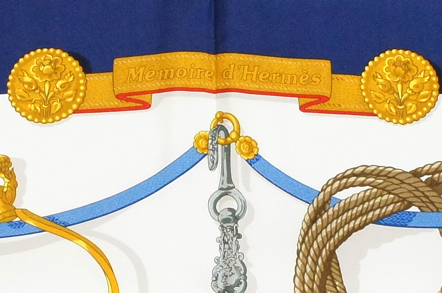 Hermes Carre 90 "Memoire d'Hermes" Silk Scarf in Navy and Multicolor