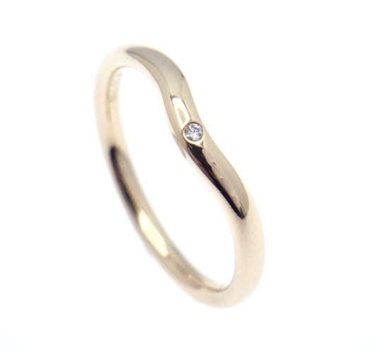 TIFFANY&Co. Curved Band Ring Single Diamond 750 Rose Gold - EU:52 / IT:12 / US:6